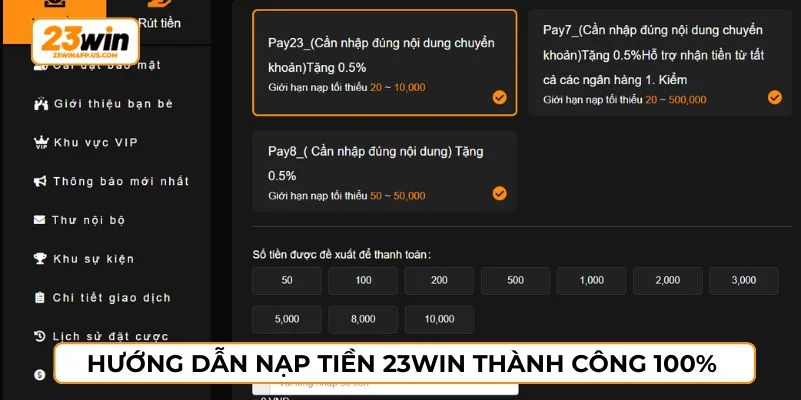 Tham khảo hướng dẫn nạp tiền chi tiết